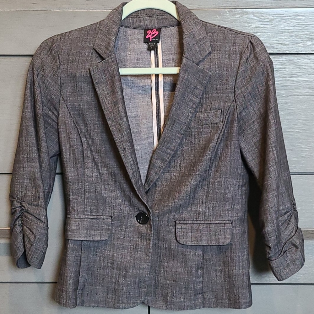Bebe Women's Gray 3/4 Sleeve Blazer Suit Jacket